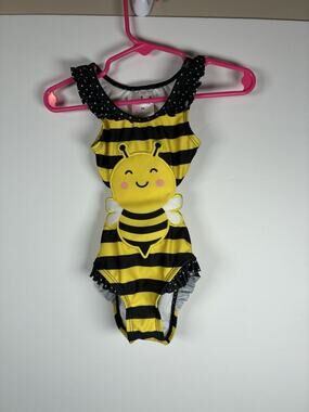 Wetsuit Club Baby Girl 6M Bumble Bee Swimsuit Bathing Suit Ruffle Cut Out Bee